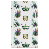 パープルグリーン金ゴールドマルディグラスマスクフェザー スモールペーパーバッグ (裏面)