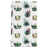 パープルグリーン金ゴールドマルディグラスマスクフェザー スモールペーパーバッグ (正面)