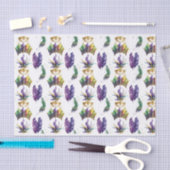 パープルグリーン金ゴールドマルディグラスマスクフェザー 薄葉紙 (クラフト)