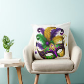 パープルグリーン金ゴールドマルディグラスマスク クッション (椅子)