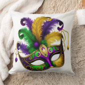 パープルグリーン金ゴールドマルディグラスマスク クッション (ブランケット)