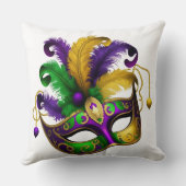 パープルグリーン金ゴールドマルディグラスマスク クッション (裏面)