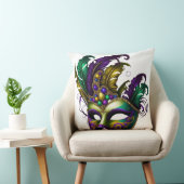 パープルグリーン金ゴールドマルディグラスマスク クッション (椅子)