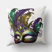 パープルグリーン金ゴールドマルディグラスマスク クッション (裏面)
