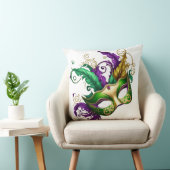 パープルグリーン金ゴールドマルディグラスマスク クッション (椅子)