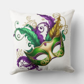 パープルグリーン金ゴールドマルディグラスマスク クッション (裏面)