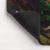 パープルグリーン金ゴールドマルディグラスマスク&フェザー マウスパッド (コーナー)