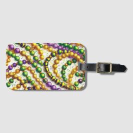 パープルグリーン金ゴールドマルディグラビーズ ラゲッジタグ