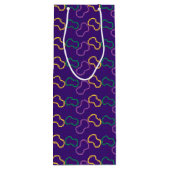 パープルグリーン金ゴールドマルディグラビーズ ワインギフトバッグ (裏面)