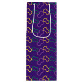 パープルグリーン金ゴールドマルディグラビーズ ワインギフトバッグ (正面)