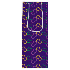 パープルグリーン金ゴールドマルディグラビーズ ワインギフトバッグ