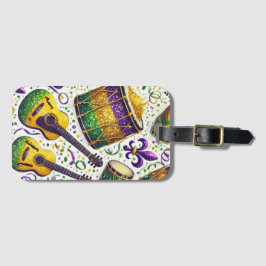 パープルグリーン金ゴールドマルディグラミュージカル楽器 ラゲッジタグ