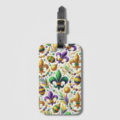 パープルグリーン金ゴールドマルディグラ（紋章の）フラ・ダ・リ ラゲッジタグ (正面縦)