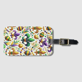 パープルグリーン金ゴールドマルディグラ（紋章の）フラ・ダ・リ ラゲッジタグ