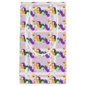 パープルグリーン金ゴールドマーディグラスジェスターズ帽子 スモールペーパーバッグ (正面)