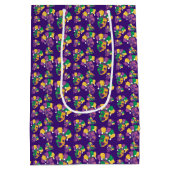 パープルグリーン金ゴールドマーディグラスジェスターズ帽子 ミディアムペーパーバッグ (裏面)