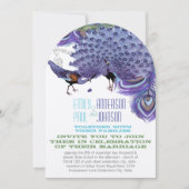 パープルグリーン銅ブルーピーコックフェザー 招待状 (正面)