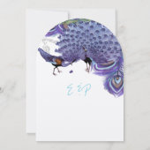 パープルグリーン銅ブルーピーコックフェザー 招待状 (裏面)