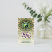 パープルグリーン陰陽ホリスティックエネルギーブリスヨガ 名刺 (スタンド正面)