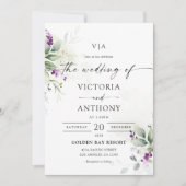 パープルグリーン ラベンダー ウェディング招待状 招待状 (正面)