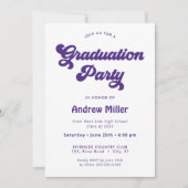 パープルグルービーレトロ卒業パーティー招待状 シーズンカード (正面)