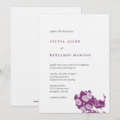 パープルグレイの孔雀ガーデンチックな結婚式招待状 招待状 (正面/裏面)