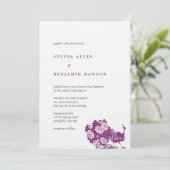 パープルグレイの孔雀ガーデンチックな結婚式招待状 招待状 (スタンド正面)