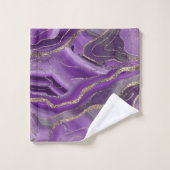 パープルグレイアゲート金ゴールドグリッターグラム#1  バスタオルセット (ウォッシュタオル)