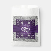 パープルグレイラブハート結婚式の引き出物バッグ フェイバーバッグ (正面)