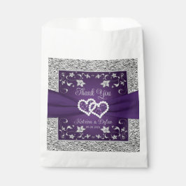 パープルグレイラブハート結婚式の引き出物バッグ フェイバーバッグ
