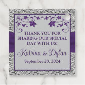 パープルグレイラブハート結婚式の引き出物ラベル2 フェイバータグ (裏面)