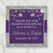 パープルグレイラブハート結婚式の引き出物ラベル フェイバータグ (裏面)