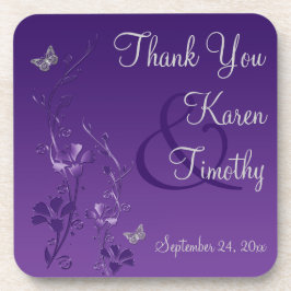 パープルグレイ結婚フローラのコースターセット(6) コースター