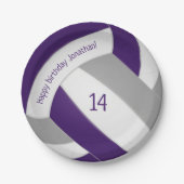 パープルグレイ10代のバレーボールパーティー ペーパープレート (正面)