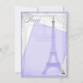パープルグレイ ヴィンテージ パリ ベビーシャワー 招待状 (裏面)