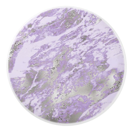 パープルグレエレガントー抽象芸術シックパターン セラミックノブ (正面)