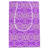 パープルグレーアールデコバレンタイン婚約おもしろいラブ ミディアムペーパーバッグ (正面)