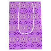 パープルグレーアールデコバレンタイン婚約おもしろいラブ ミディアムペーパーバッグ (裏面)