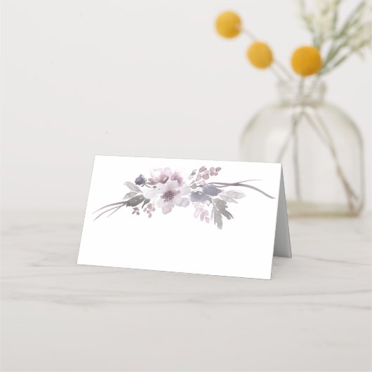 パープルグレーウィンター結婚フローラ婚約 プレイスカード (正面)