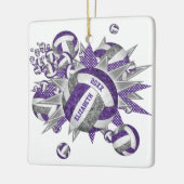 パープルグレーガーリーのバレーボール吹き出しスポーツ セラミックオーナメント (左)
