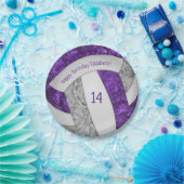 パープルグレーガーリーバレーボール誕生日パーティー ペーパープレート (パーティー)