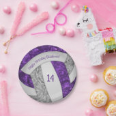 パープルグレーガーリーバレーボール誕生日パーティー ペーパープレート (パーティー)