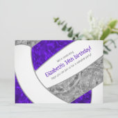 パープルグレーガーリーバレーボール誕生日パーティー 招待状 (スタンド正面)