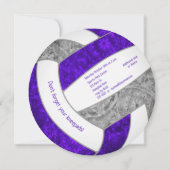 パープルグレーガーリーバレーボール誕生日パーティー 案内状 (裏面)