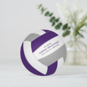 パープルグレーキッズバレーボール誕生日パーティー 案内状 (スタンド正面)