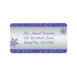 パープルグレーグリッタースノーフレーク差出人住所ラベル ラベル