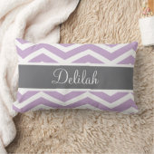パープルグレーシェブロンカスタム ランバークッション (ブランケット)
