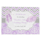 パープルグレーシェブロンバレリーナ誕生日 サンキュー ラージペーパーバッグ (裏面)