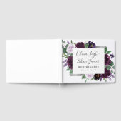 パープルグレーシルバーウォーターカラー牡丹秋の結婚式 ゲストブック (全面)