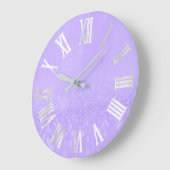 パープルグレーシルバーグリッターメタルローマンヌマーズ ラージ壁時計 (傾斜)